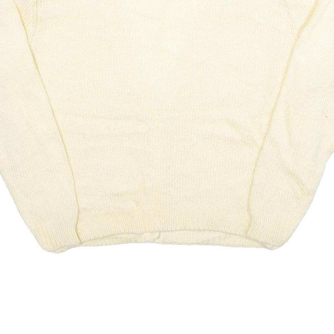 NINON DE LENCLOS Womens Cream Patterned Cardigan Chunky Knit M V-Neck Acrylic