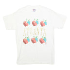 HANES Mens White Cotton Blend Atlanta Graphic T-Shirt M Short Sleeve Crew Neck