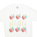 HANES Mens White Cotton Blend Atlanta Graphic T-Shirt M Short Sleeve Crew Neck