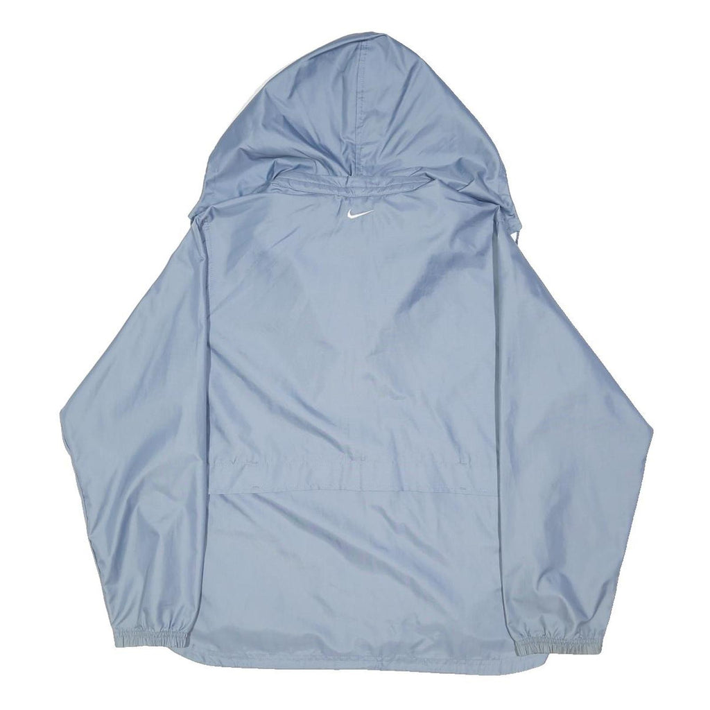 NIKE Womens Blue Jacket M Polyester Blend Windbreaker Zip Hooded Plain