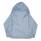 NIKE Womens Blue Jacket M Polyester Blend Windbreaker Zip Hooded Plain
