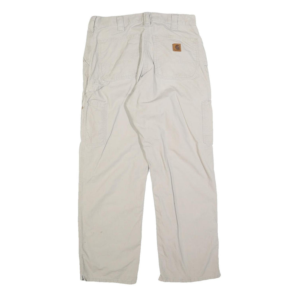 CARHARTT Mens Cotton Blend Beige Regular Fit Straight Leg Trousers W32 L30