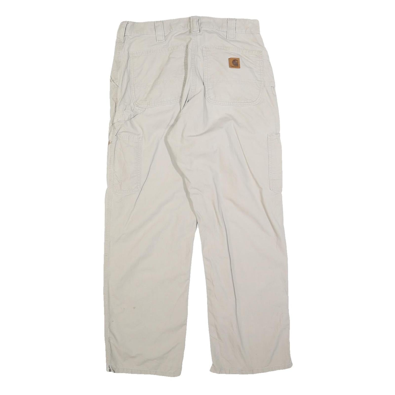 CARHARTT Mens Cotton Blend Beige Regular Fit Straight Leg Trousers W32 L30