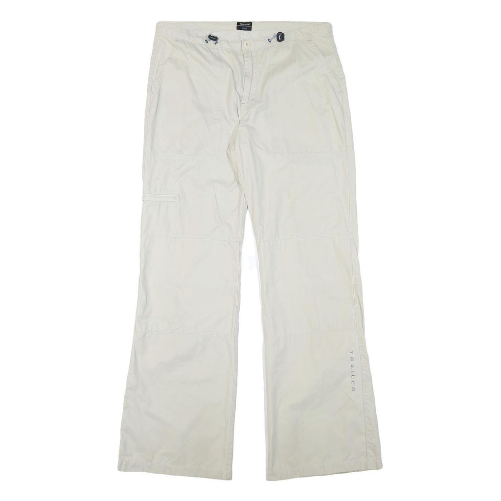 TRAILER Mens Polyester Blend Cream Relaxed Drawstring Trousers W33 L33 Casual