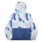 REEBOK Womens Blue & White Colourblock Hooded Zip Jacket L Polyester Sportswear
