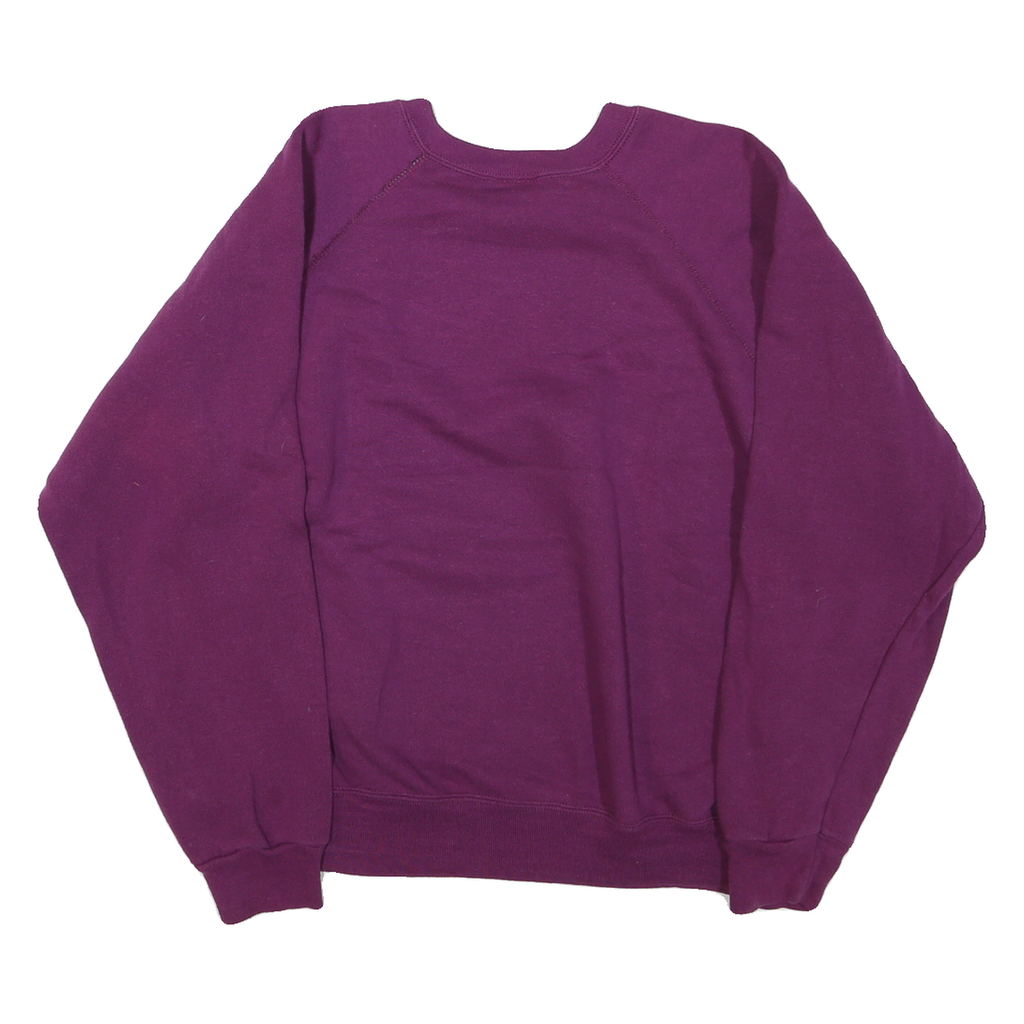 TULTEX Womens Purple Cotton Blend Crew Neck Sweatshirt L Casual Pullover