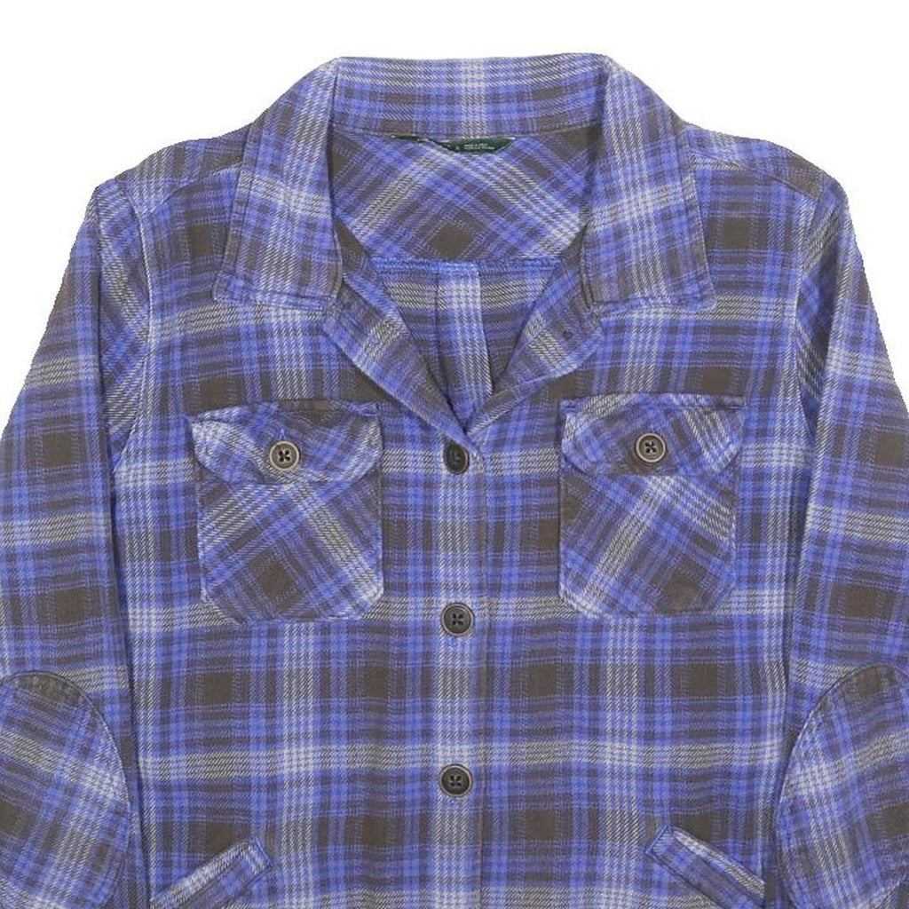 WOOLRICH Womens Blue & Grey Plaid Shirt Long Sleeve Button L Casual Flannel
