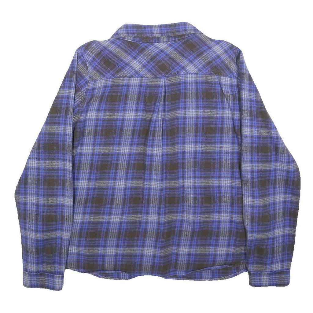 WOOLRICH Womens Blue & Grey Plaid Shirt Long Sleeve Button L Casual Flannel