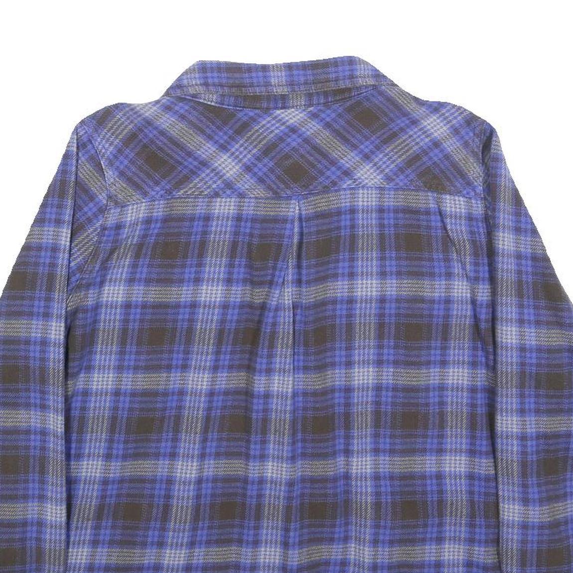 WOOLRICH Womens Blue & Grey Plaid Shirt Long Sleeve Button L Casual Flannel