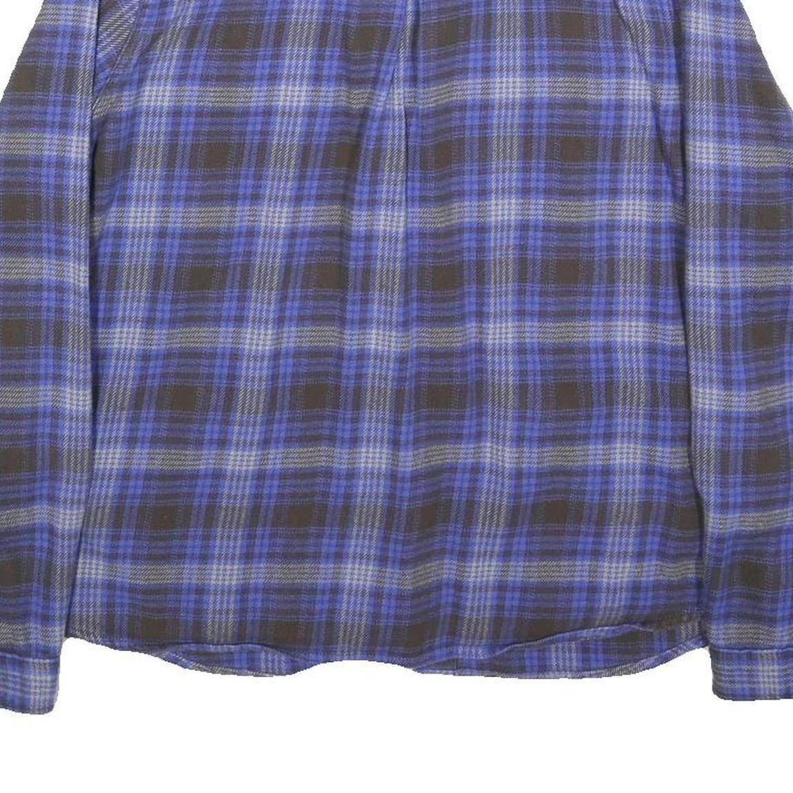 WOOLRICH Womens Blue & Grey Plaid Shirt Long Sleeve Button L Casual Flannel
