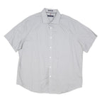 TOMMY HILFIGER Mens White & Grey Patterned Casual Shirt XL Short Sleeve Cotton