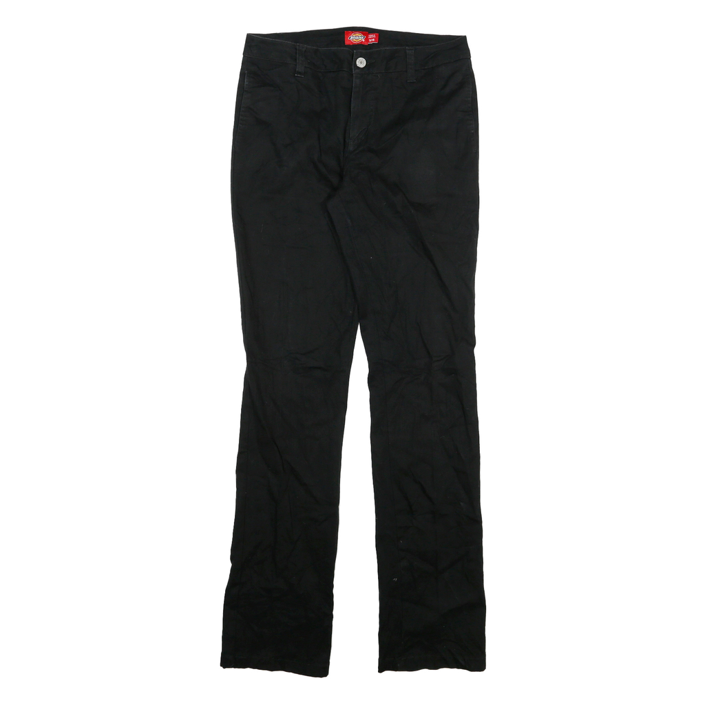 DICKIES Womens Cotton Blend Black Slim Straight Leg Trousers W28 L31 Workwear