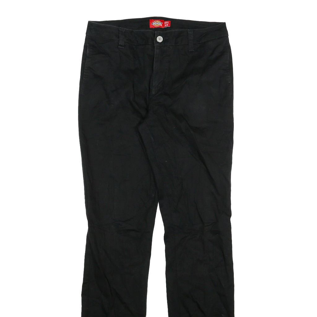 DICKIES Womens Cotton Blend Black Slim Straight Leg Trousers W28 L31 Workwear