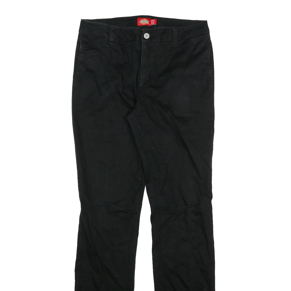 DICKIES Womens Cotton Blend Black Slim Straight Leg Trousers W28 L31 Workwear