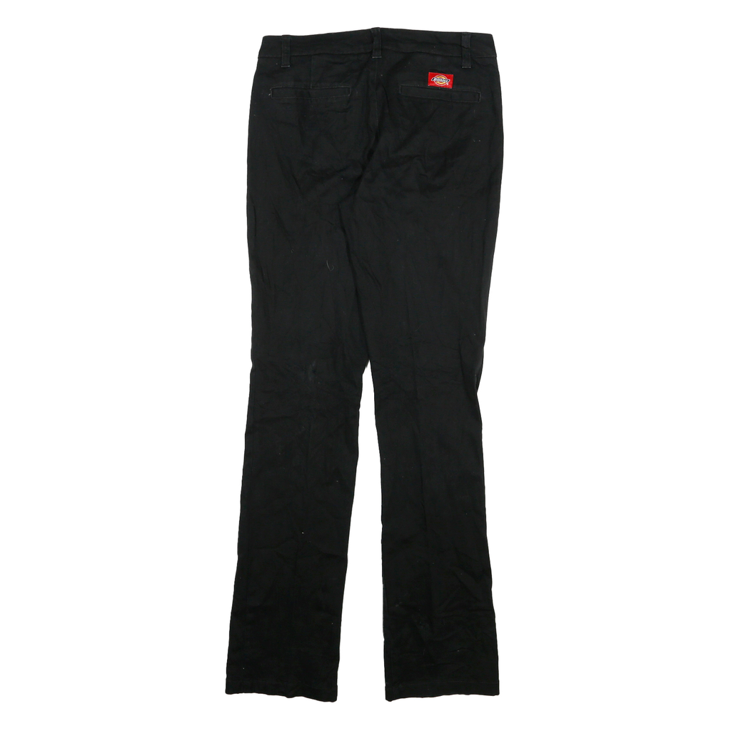 DICKIES Womens Cotton Blend Black Slim Straight Leg Trousers W28 L31 Workwear