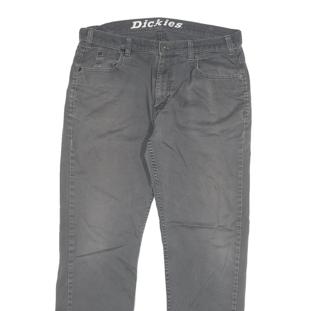 DICKIES Mens Cotton Blend Grey Regular Fit Straight Leg Trousers W34 L32