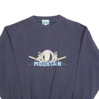 FREY Mens Blue Cotton Blend Crew Neck L Sweatshirt Mountain Graphic Embroidery