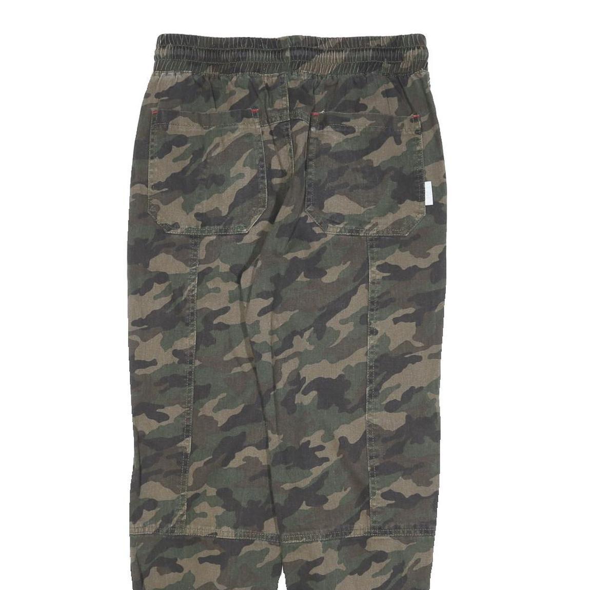 BCKJ Mens Slim Cotton Blend Green Camouflage Trousers W26 L26 Drawstring Casual
