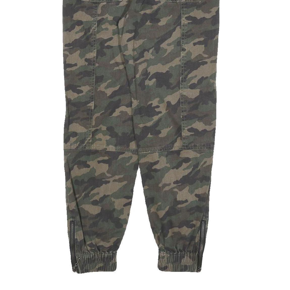 BCKJ Mens Slim Cotton Blend Green Camouflage Trousers W26 L26 Drawstring Casual