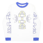 ADIDAS ORIGINALS Womens White & Blue Graphic Long Sleeve Crew Neck T-Shirt UK 18