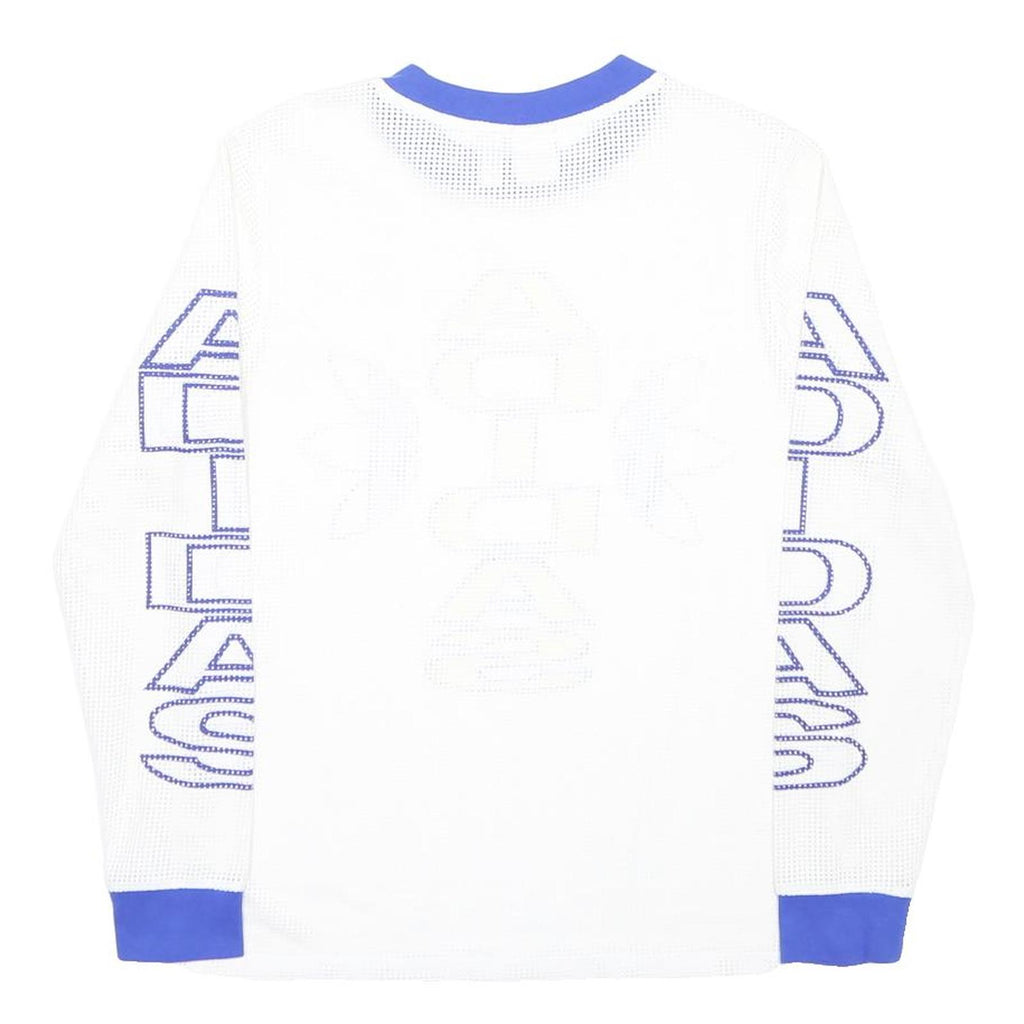ADIDAS ORIGINALS Womens White & Blue Graphic Long Sleeve Crew Neck T-Shirt UK 18
