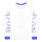 ADIDAS ORIGINALS Womens White & Blue Graphic Long Sleeve Crew Neck T-Shirt UK 18