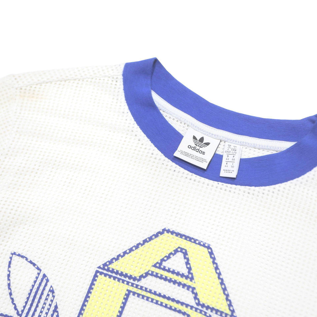 ADIDAS ORIGINALS Womens White & Blue Graphic Long Sleeve Crew Neck T-Shirt UK 18
