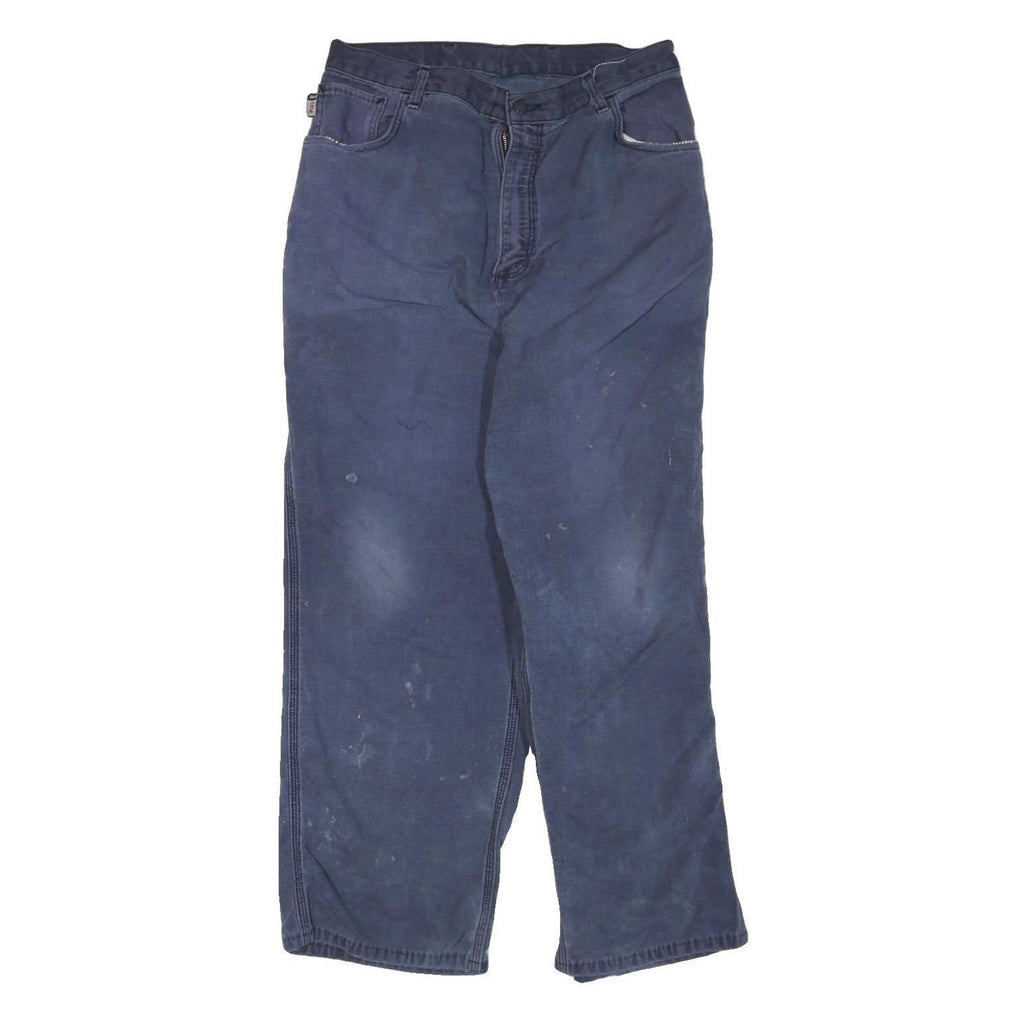 CARHARTT Mens Cotton Blend Blue Regular Straight Trousers W34 L28 Workwear Zip