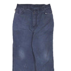 CARHARTT Mens Cotton Blend Blue Regular Straight Trousers W34 L28 Workwear Zip