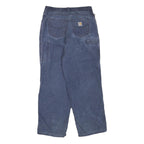 CARHARTT Mens Cotton Blend Blue Regular Straight Trousers W34 L28 Workwear Zip