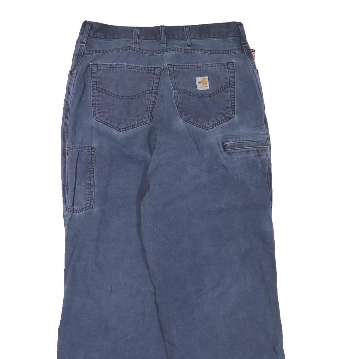 CARHARTT Mens Cotton Blend Blue Regular Straight Trousers W34 L28 Workwear Zip