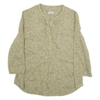 NAPAPIJRI Womens Shirt Top Green 3/4 Sleeve Silk Floral S