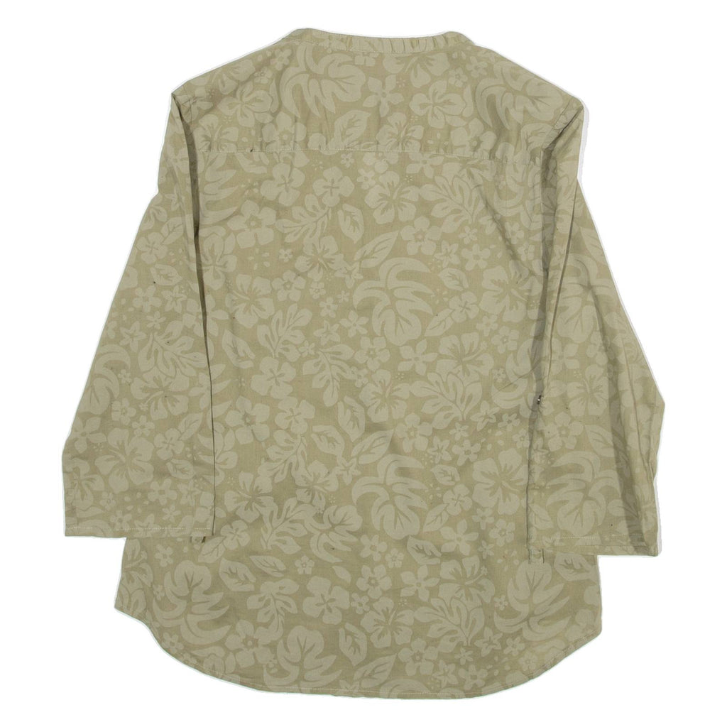 NAPAPIJRI Womens Shirt Top Green 3/4 Sleeve Silk Floral S