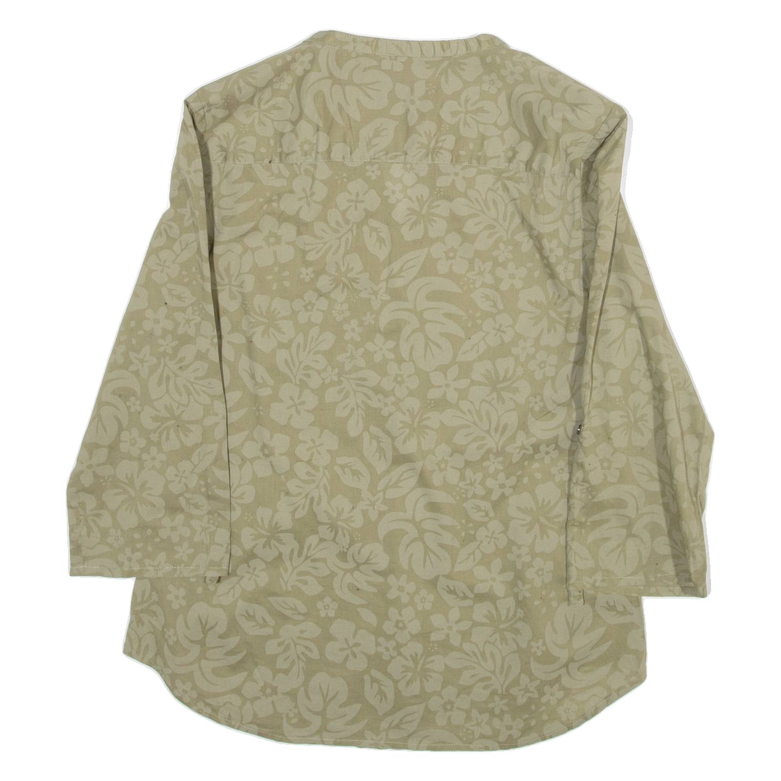 NAPAPIJRI Womens Shirt Top Green 3/4 Sleeve Silk Floral S