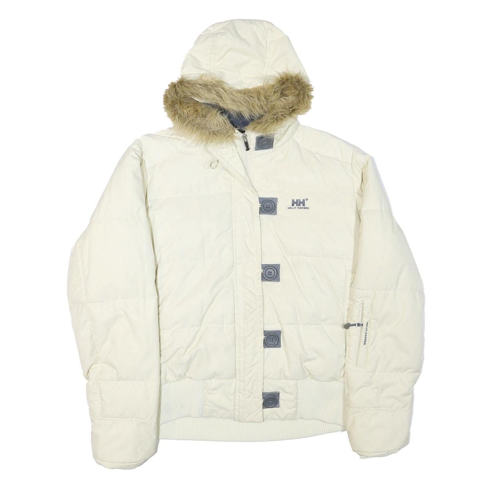 HELLY HANSEN Womens White Puffer Jacket L Polyester Blend Insulated Winterwear