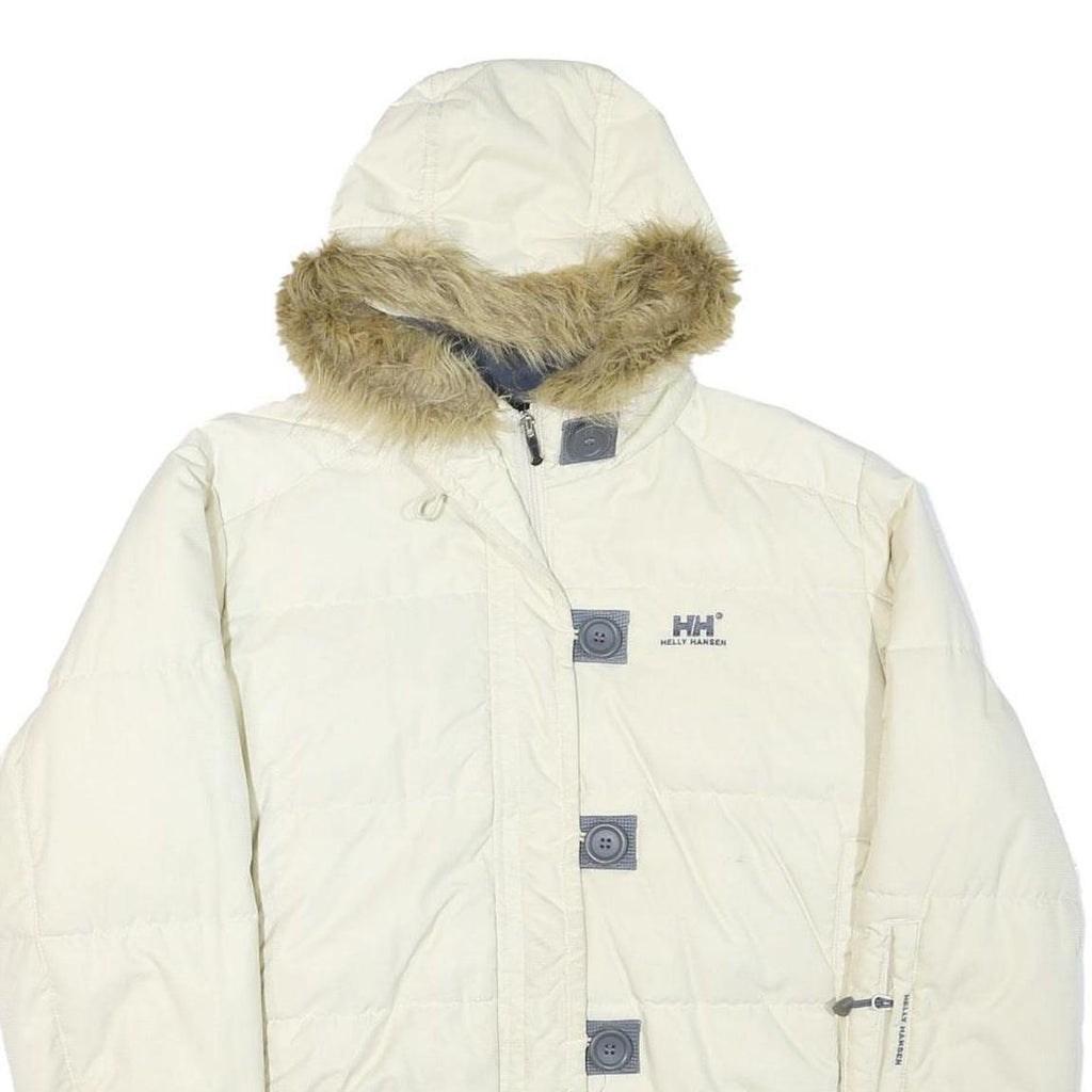 HELLY HANSEN Womens White Puffer Jacket L Polyester Blend Insulated Winterwear