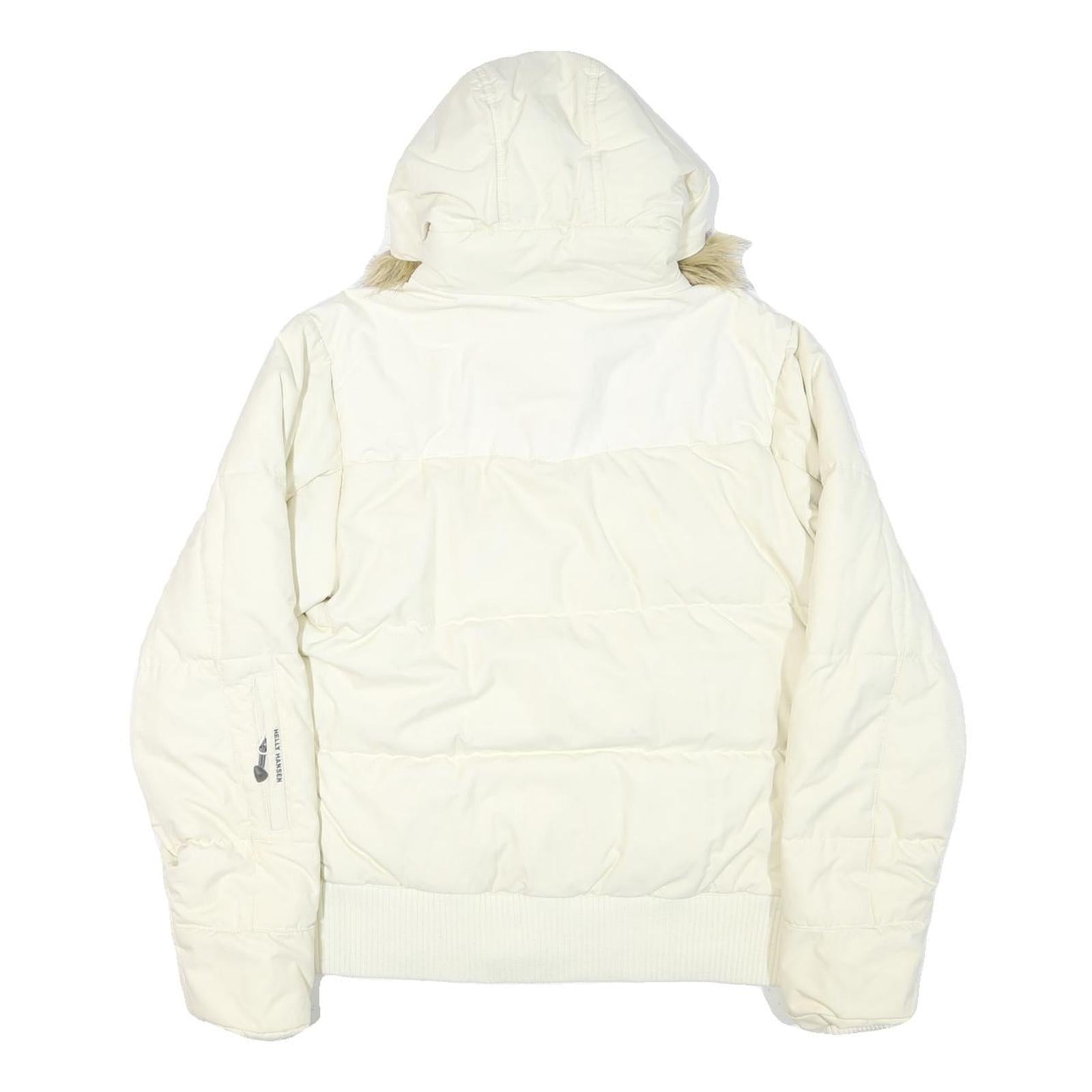 HELLY HANSEN Womens White Puffer Jacket L Polyester Blend Insulated Winterwear
