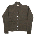 BRENDA HORNE Womens Brown Patterned Button Up Chunky Knit XS Cable Knit Jumper