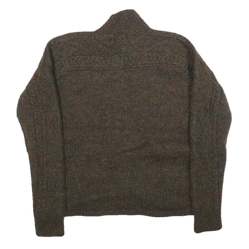 BRENDA HORNE Womens Brown Patterned Button Up Chunky Knit XS Cable Knit Jumper