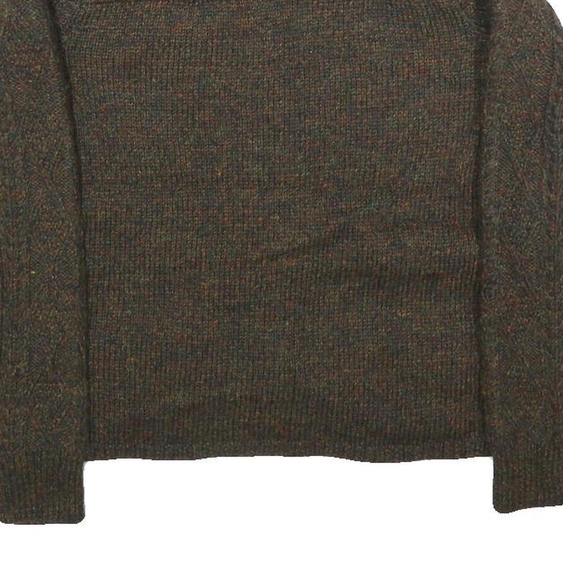 BRENDA HORNE Womens Brown Patterned Button Up Chunky Knit XS Cable Knit Jumper