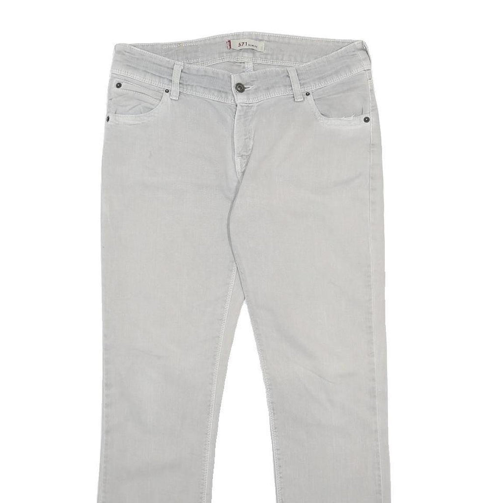 LEVI'S 571 Womens Jeans White Slim Skinny Denim Medium W34 L29 Stretch Cotton