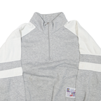 Mens Grey & White Sweatshirt Pullover L Half Zip Cotton Blend Casual Sports