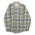 WRANGLER Mens Green & Grey Check Flannel Jacket S Cotton Blend Button Closure