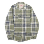 WRANGLER Mens Green & Grey Check Flannel Jacket S Cotton Blend Button Closure