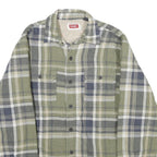 WRANGLER Mens Green & Grey Check Flannel Jacket S Cotton Blend Button Closure
