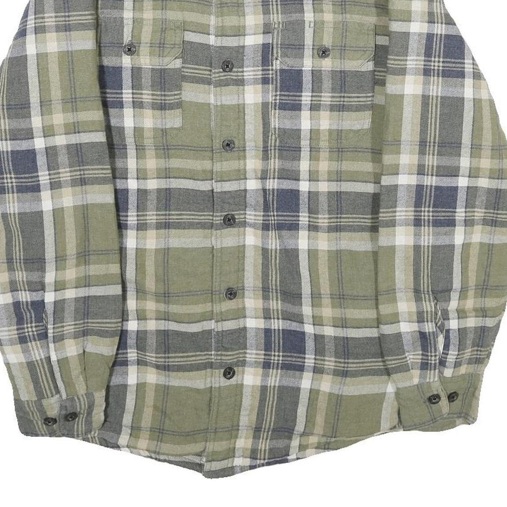 WRANGLER Mens Green & Grey Check Flannel Jacket S Cotton Blend Button Closure