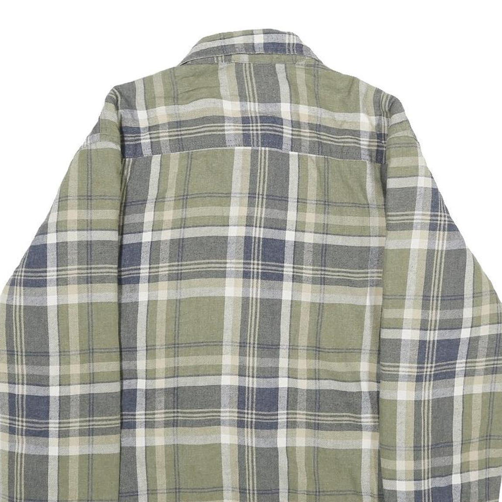 WRANGLER Mens Green & Grey Check Flannel Jacket S Cotton Blend Button Closure