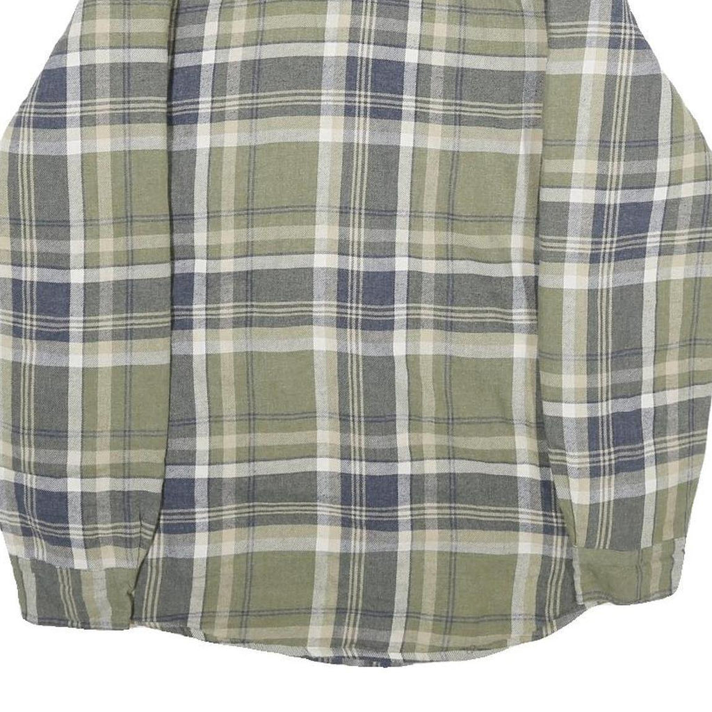 WRANGLER Mens Green & Grey Check Flannel Jacket S Cotton Blend Button Closure