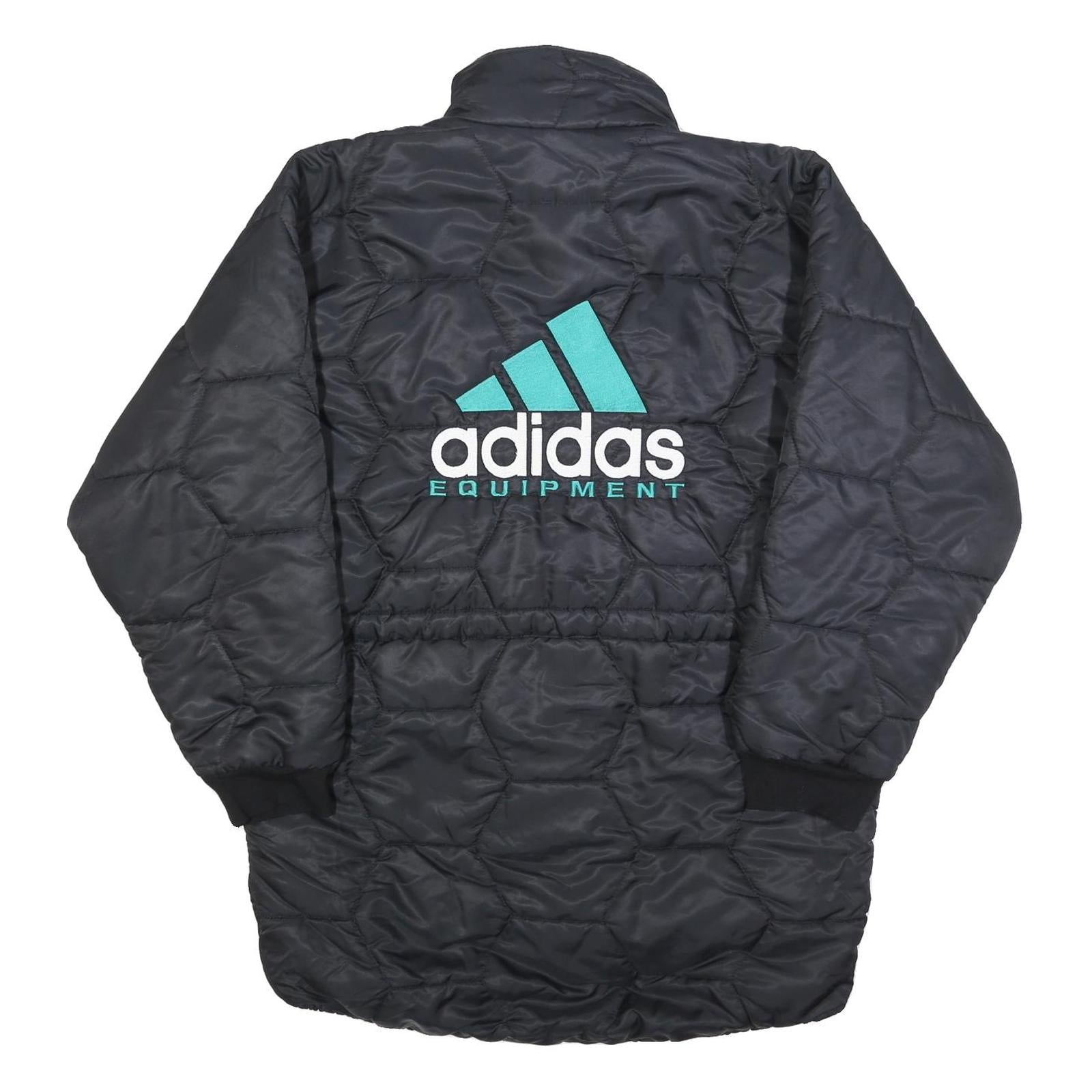 ADIDAS Equipment Mens Black & Teal Equipment Quilted Jacket XL Blend Zip