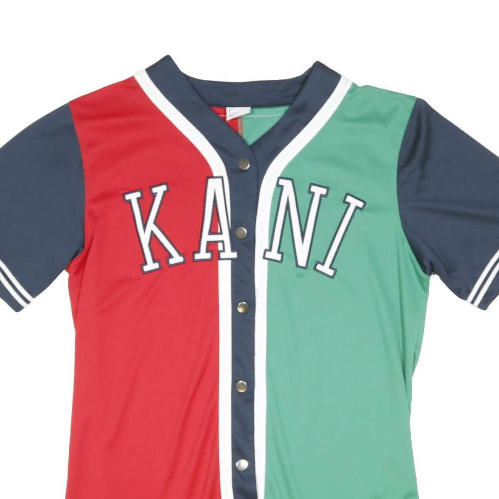 KARL KANI Mens Red & Green Graphic T-Shirt S Short Sleeve Crew Neck Jersey